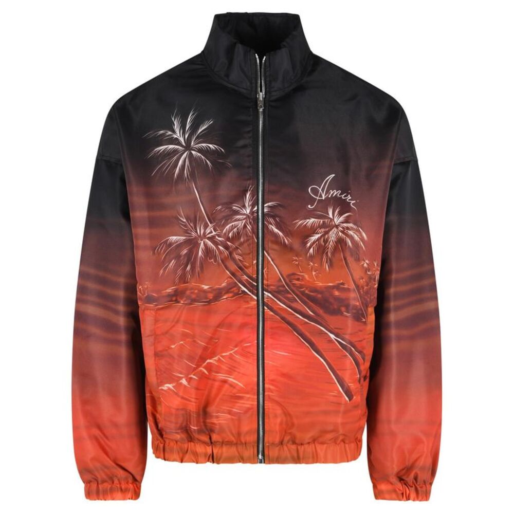 Amiri 'Palms' Bomber Jacket In Black And Orange Polyamide Men
